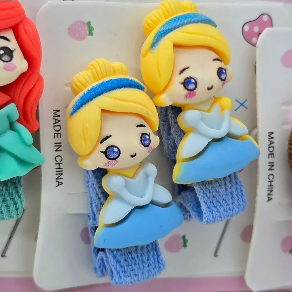 Disney Princess Chibi Hair Clips 10pc 5 Pairs Kawaii Fairytale Girls Barrettes